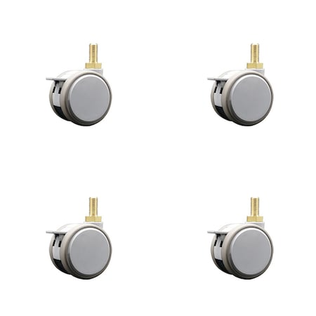 Service Caster 2.375 Inch MRI Safe Casters with Brakes, 10mm Threaded Stem, Set of 4, SCC, 4PK SCC-TS02S60-TPR-GRY-B-M10X22-MRI-4
